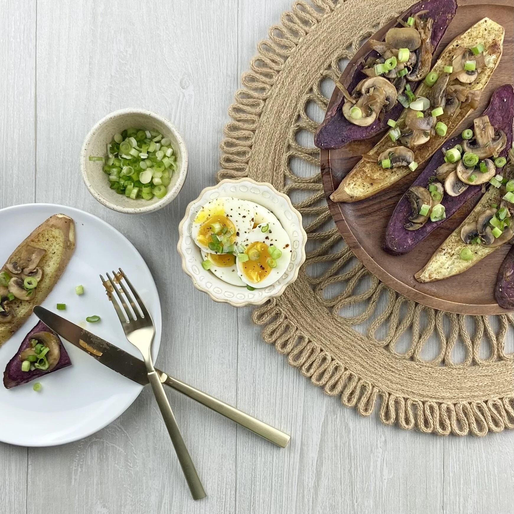 Roasted Sweet Potato "Toasts" with Honeyed Mushrooms