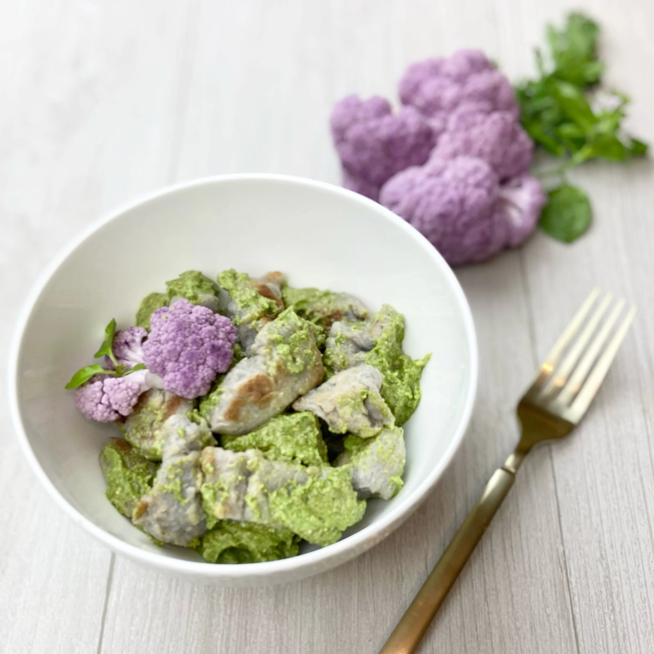 Purple Cauliflower Gnocchi & Pesto