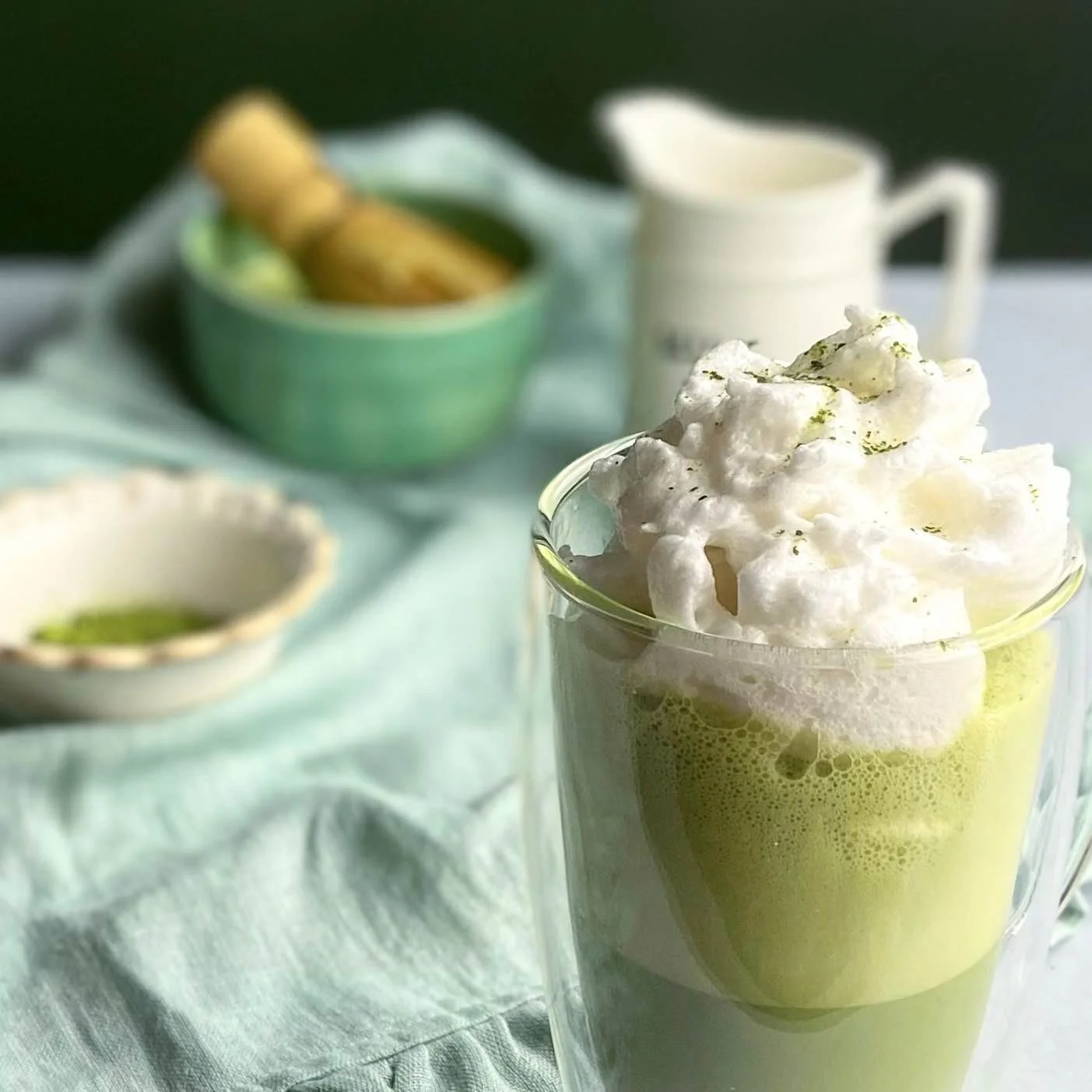Matcha Latte with Meringue