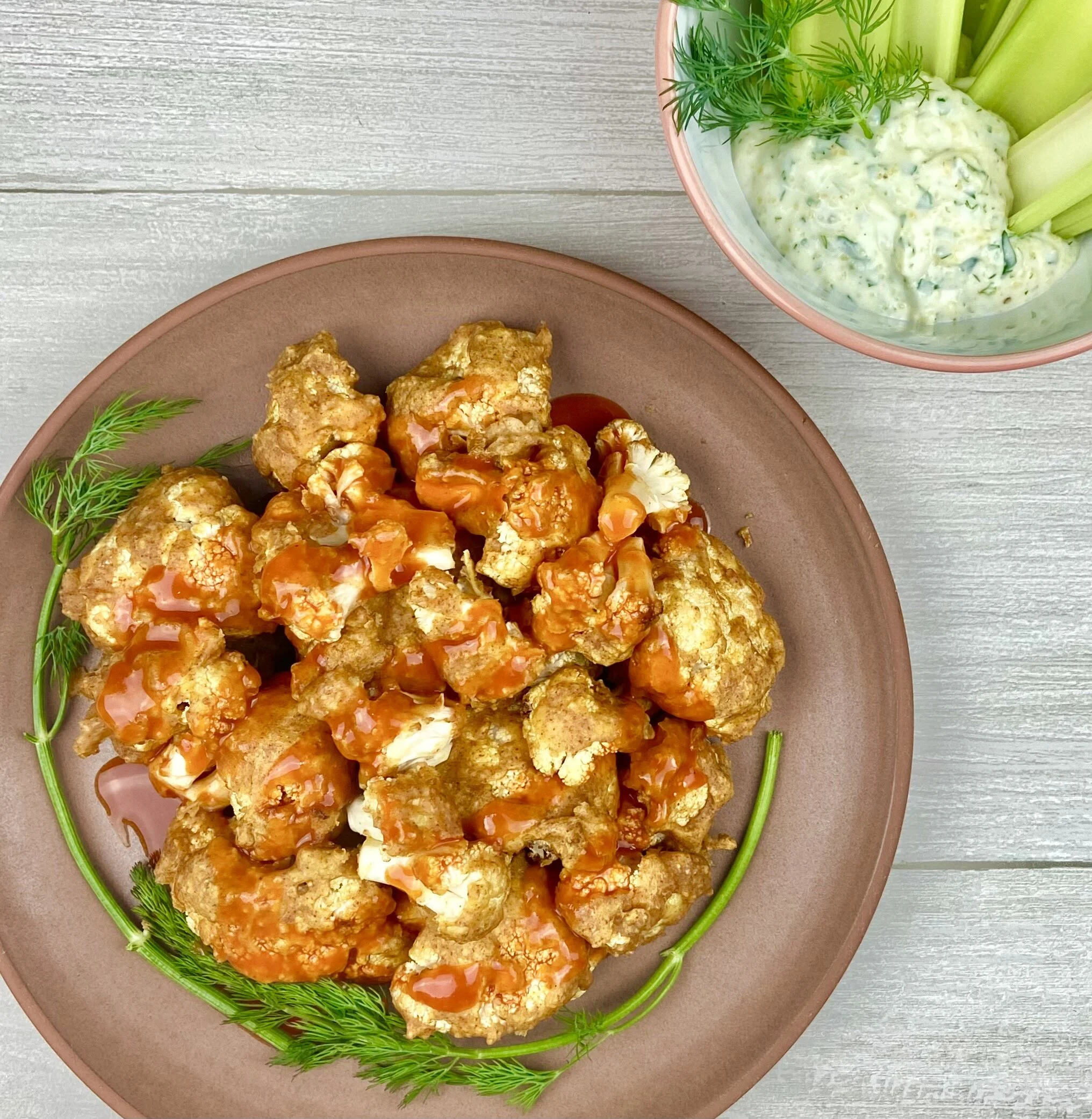 Buffalo Cauliflower Bites with Homemade Vegan Ranch