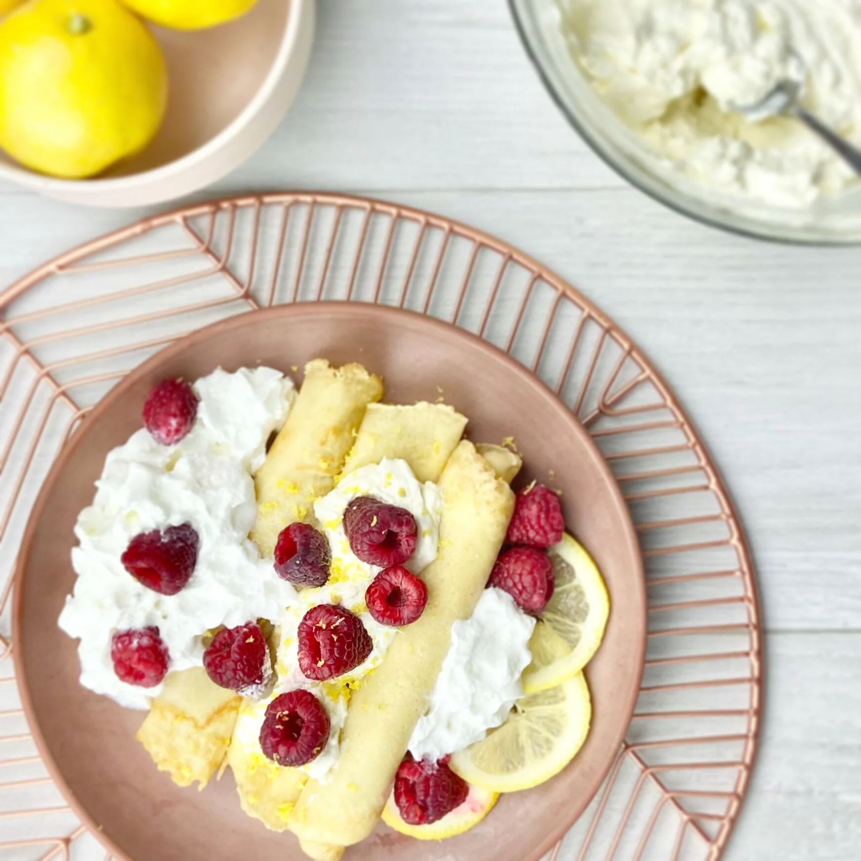 Crepes with Raspberries &amp; Lemon-Mascarpone Cream