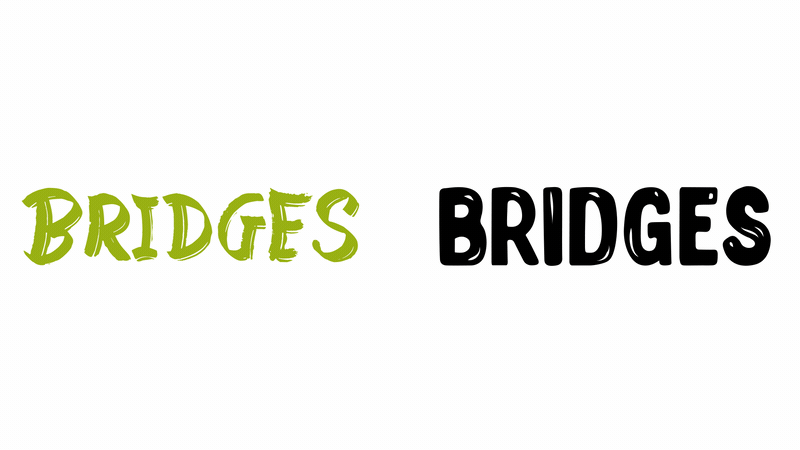 Bridges helps connect at risk high schoolers with PSU. The logo reflects this: the youthful brush type paired with the more structured sans serif.