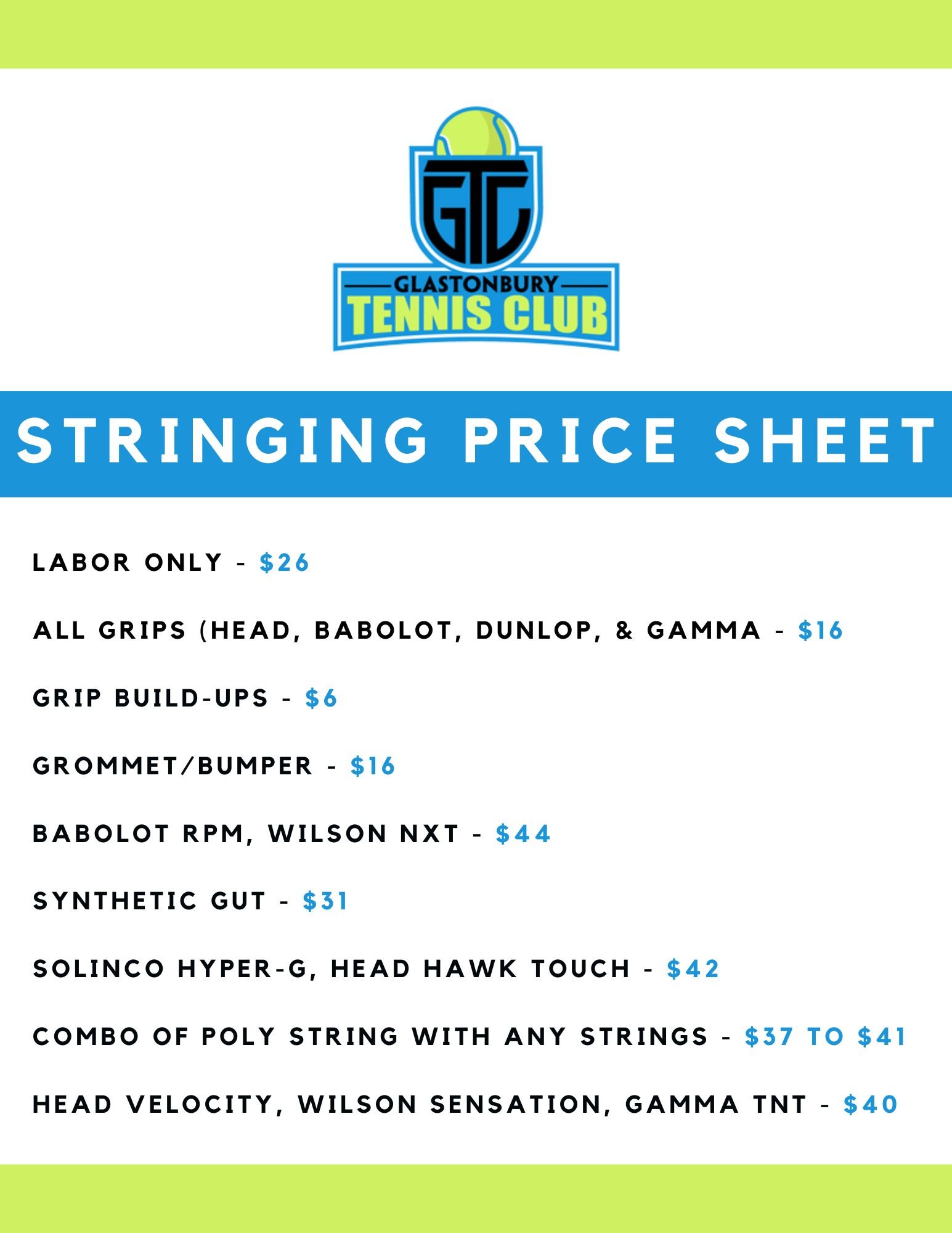 Stringing - Glastonbury Tennis Club