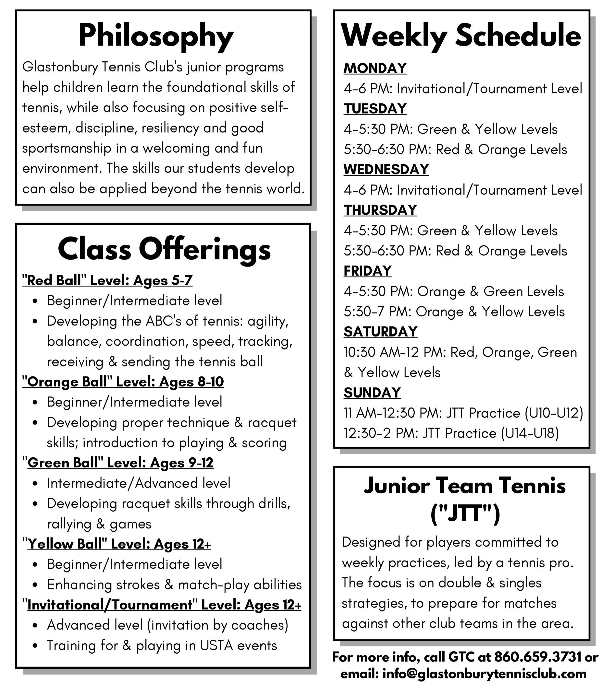Junior & Adult Programs - Glastonbury Tennis Club