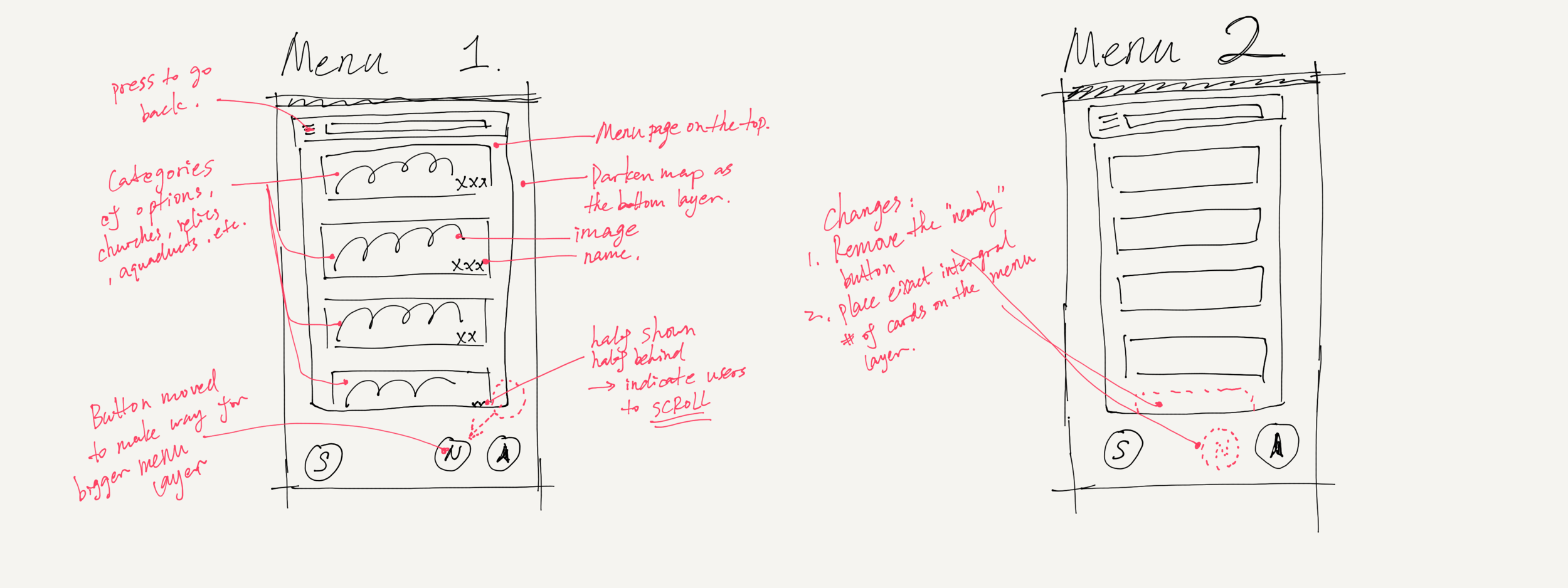 Menu tab wireframe modification
