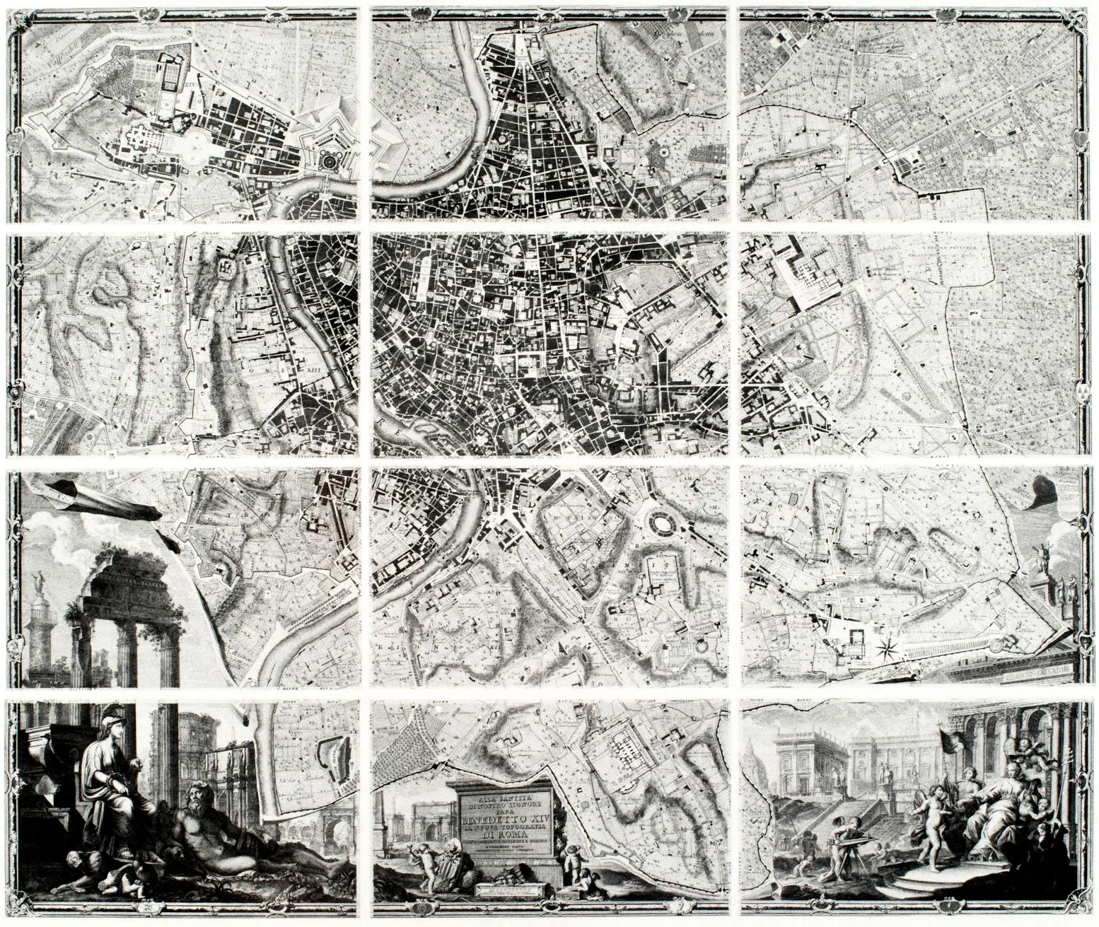 The Nolli map on 12 copper plates.