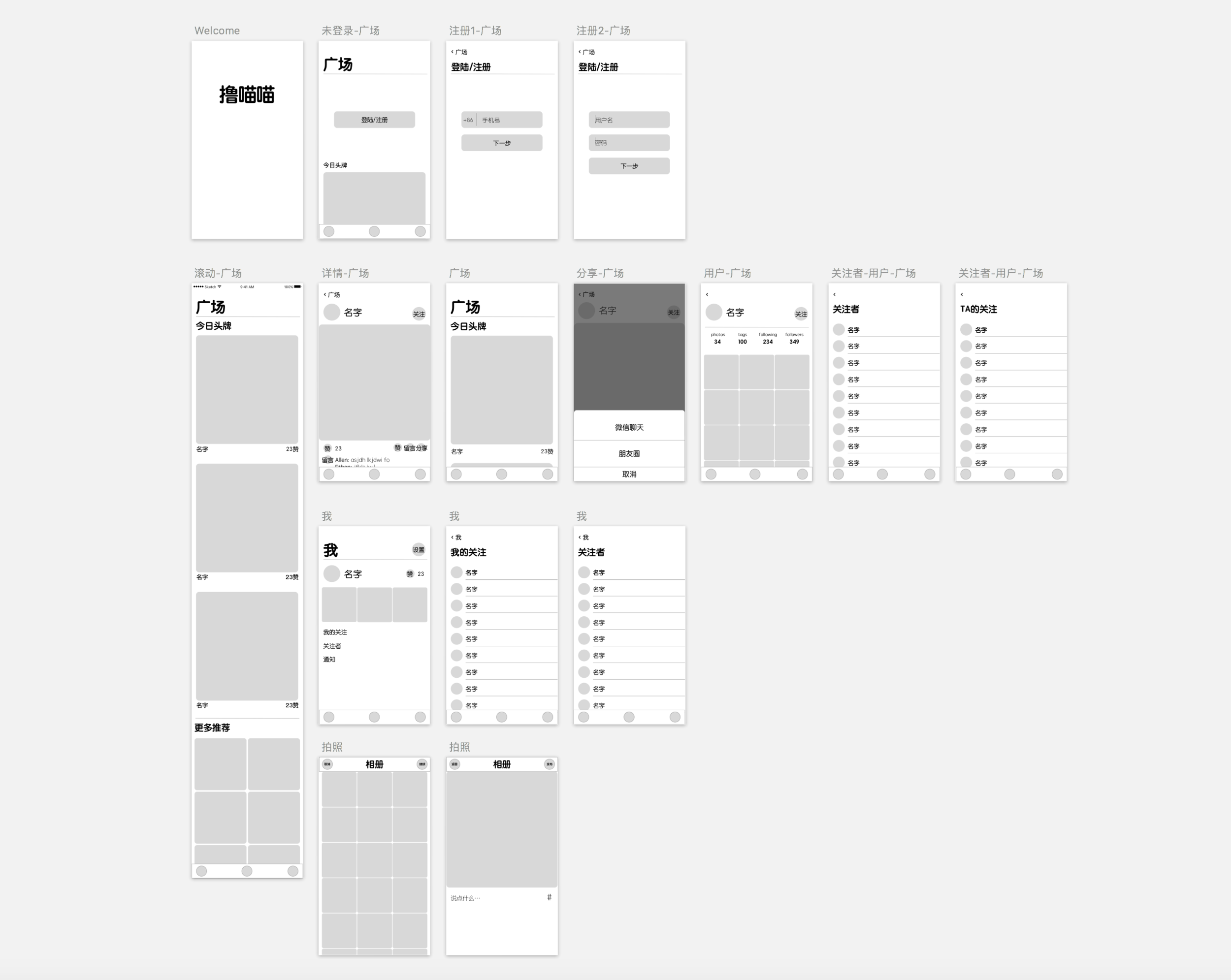 Initial wireframes
