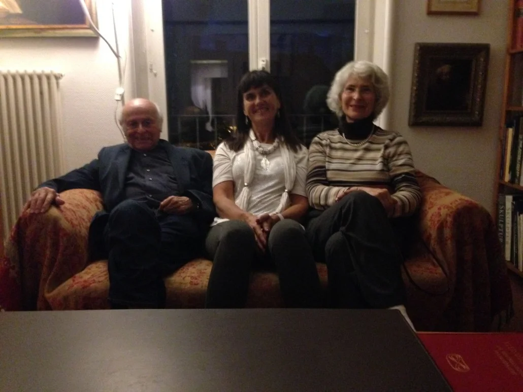 Barbro with Anne Frank's cousin Buddy Elias and wife, Gerti in Basel, 2014