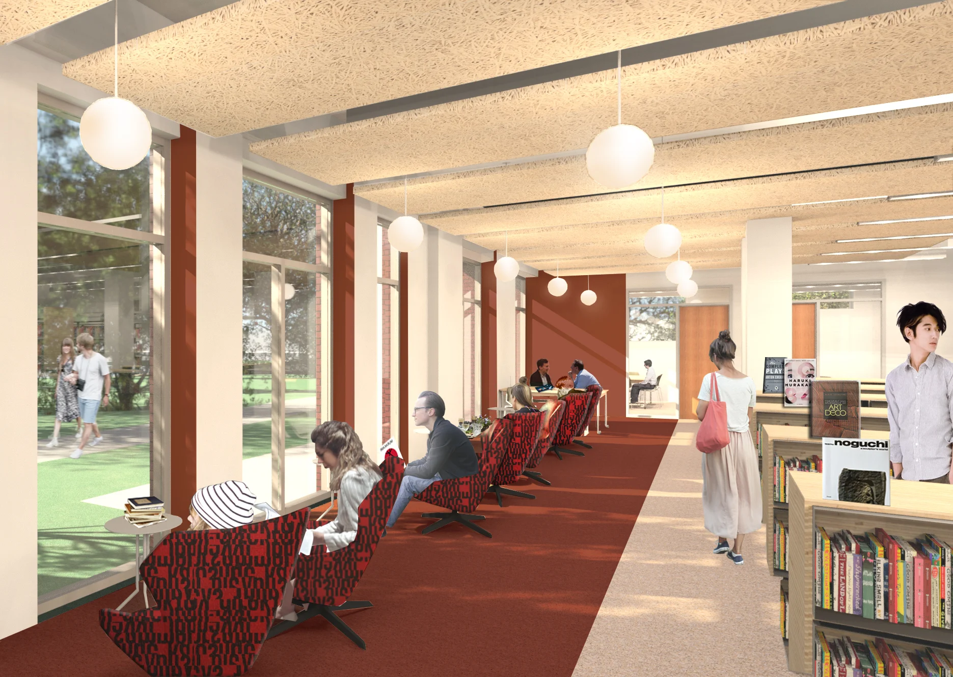 Seating areas will provide plenty of natural light.
