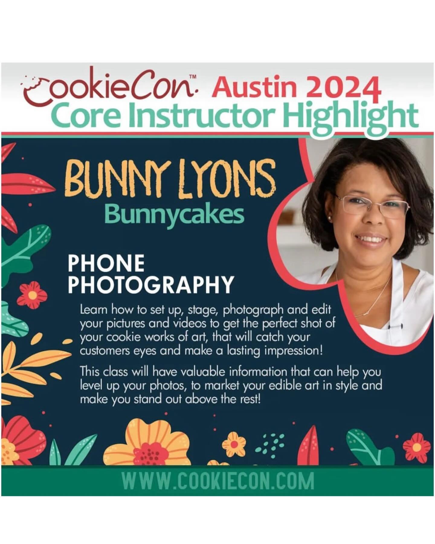 I am SO EXCITED to announce that I will be a Core Instructor @cookieconshow in Austin, Texas this September!! 

It blows my mind that I will be presenting to over 1,000 cookie artist attendees and teaching about phone photography!  I have so many tip