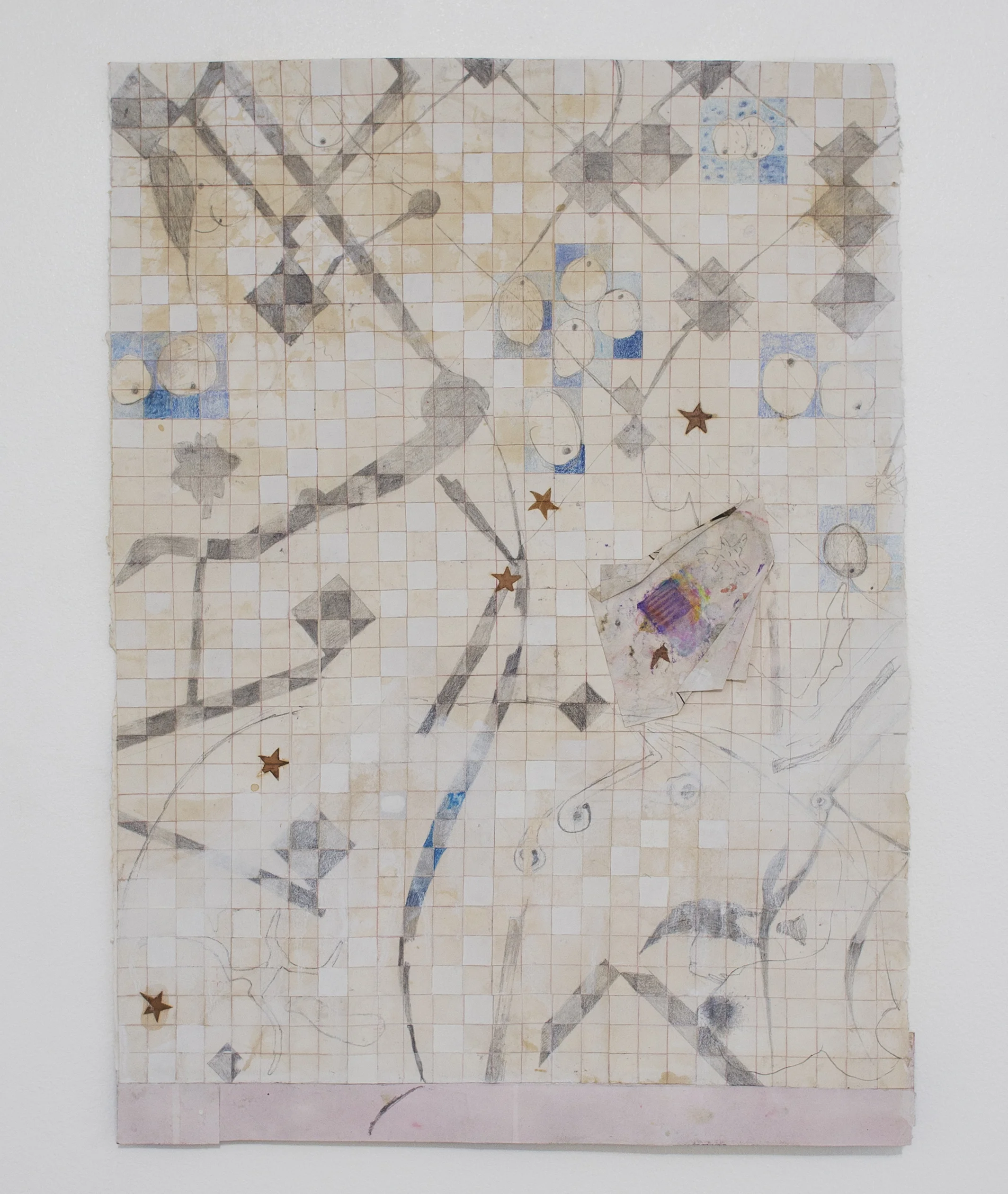 A Cosmology , 2016-17 Graphite, acrylic, color pencil, pressed leaves, collage on cut paper