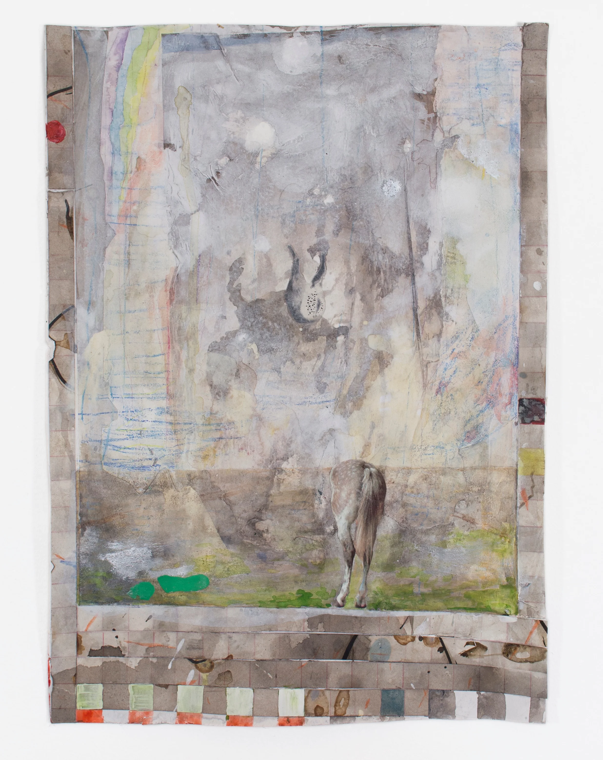 Landscape with Blindspots , 2018 acrylic, watercolor, collage on paper