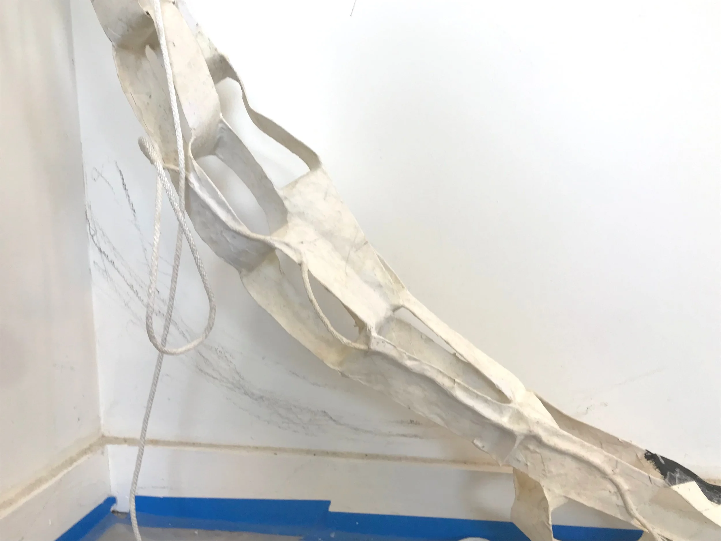 paper chain detail, 2019 paper mache, nylon rope