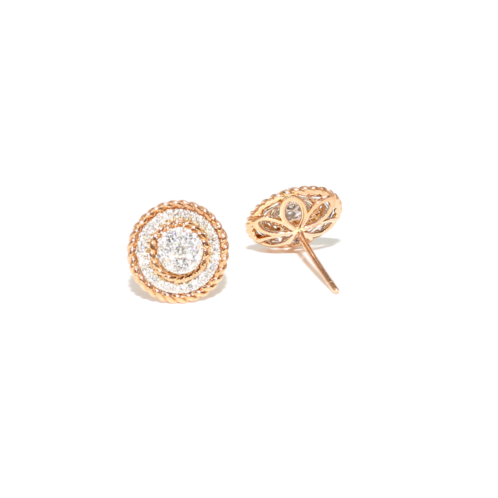 Rose Gold Rope Diamond Studs Shannon Green Collection