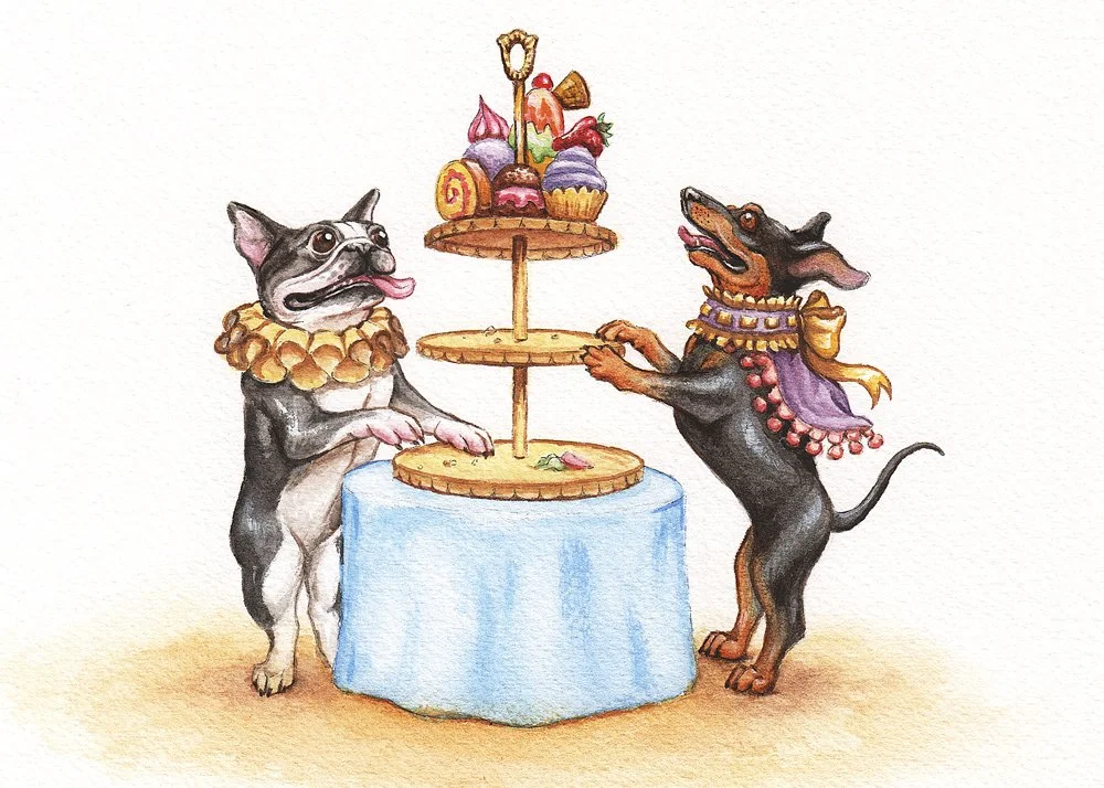 Sweet little dogs like their treats!