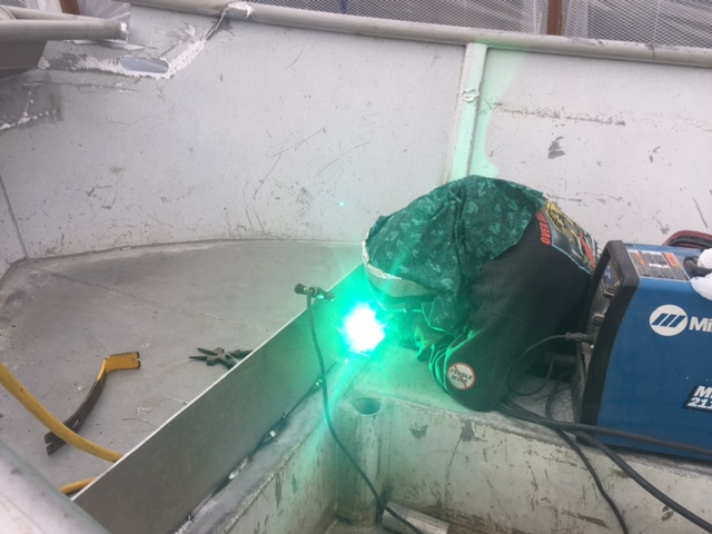 Tollef spent much of the spring welding, doing major modifications to one of our skiffs.