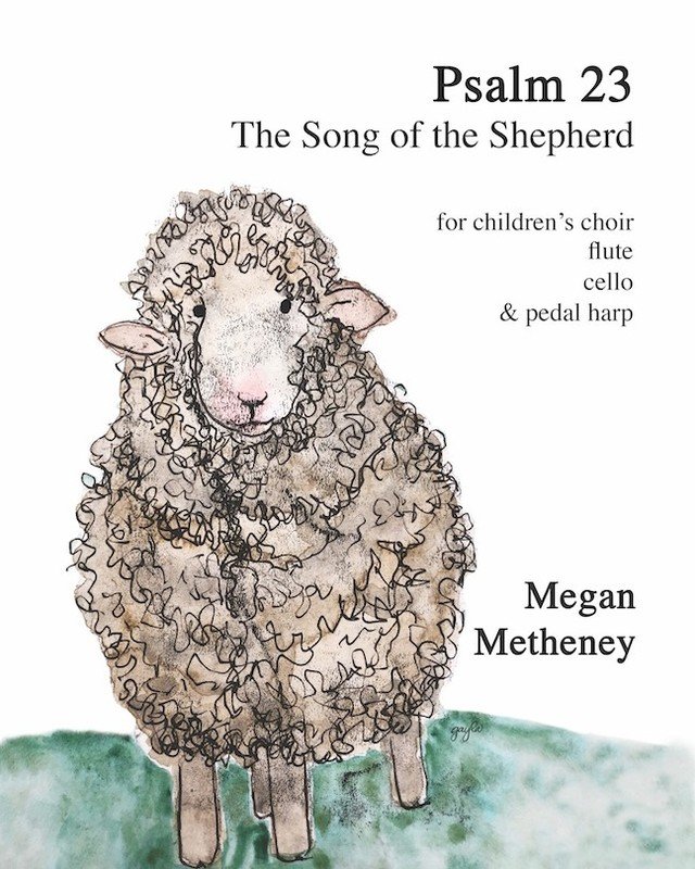 When my friend and professional harpist(!) @meganmetheney asked for an illustration for the cover of sheet music that she wrote, I thought of this little lamb I painted in ink and watercolor several years ago. 🐑

The music is for children&rsquo;s ch
