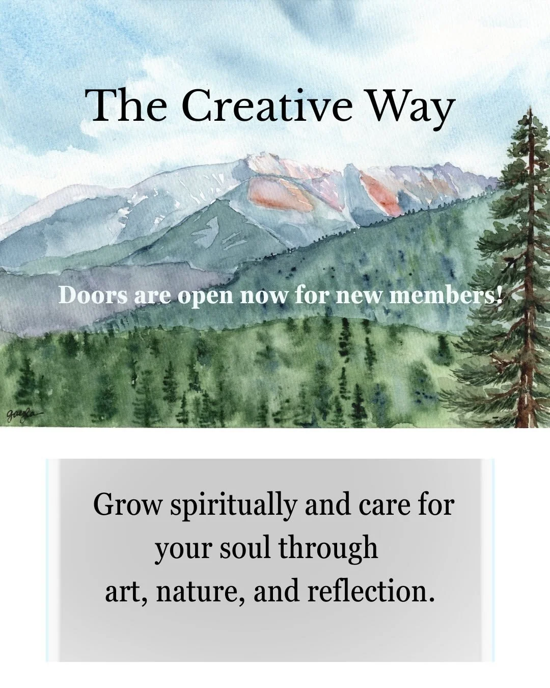 ✨ The Creative Way is open. ✨
Today the doors reopen to this gentle monthly space where we grow spiritually and care for our souls through through watercolor, reflection, and Visio Divina.

Each month includes:
🎨 A beginner-friendly watercolor lesso