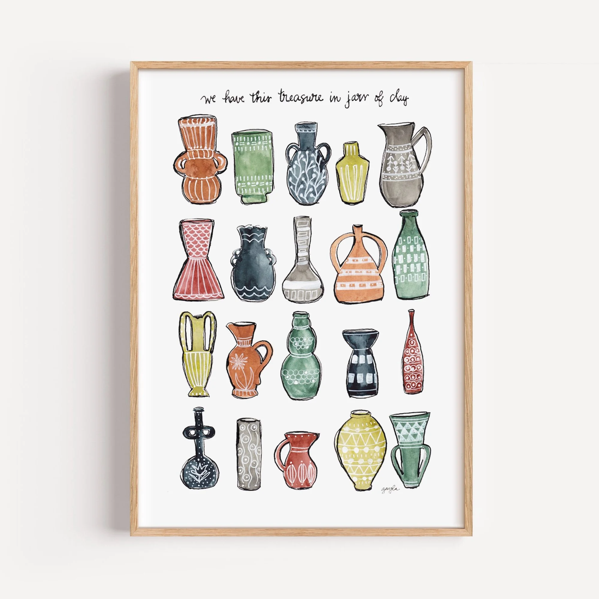 Jars of Clay Watercolor Art Print | 2 Corinthians 4:7 Scripture Wall Decor