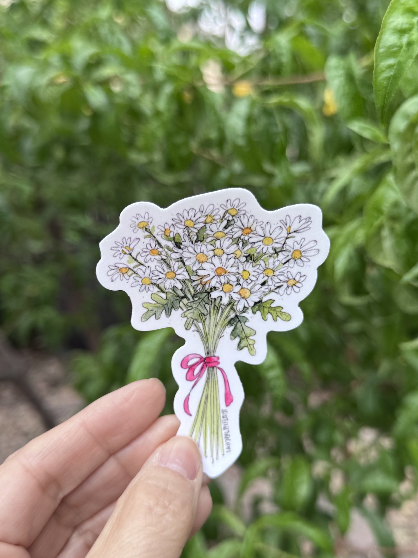 Watercolor Daisies Bouquet Vinyl Sticker