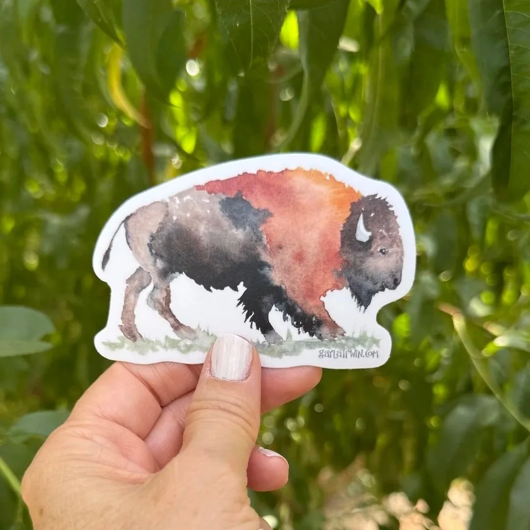 Watercolor Buffalo Vinyl Sticker