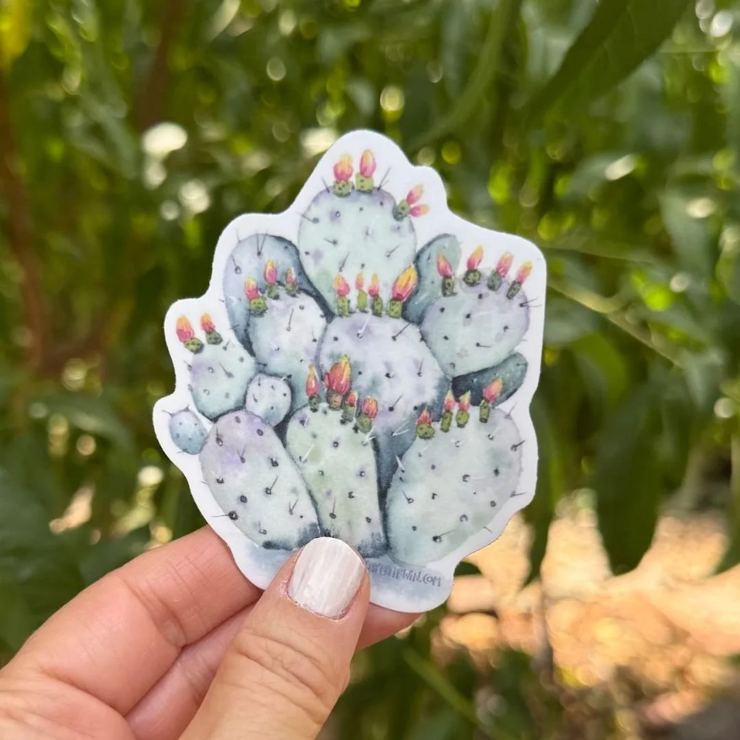 Watercolor Prickly Pear Cactus Vinyl Sticker