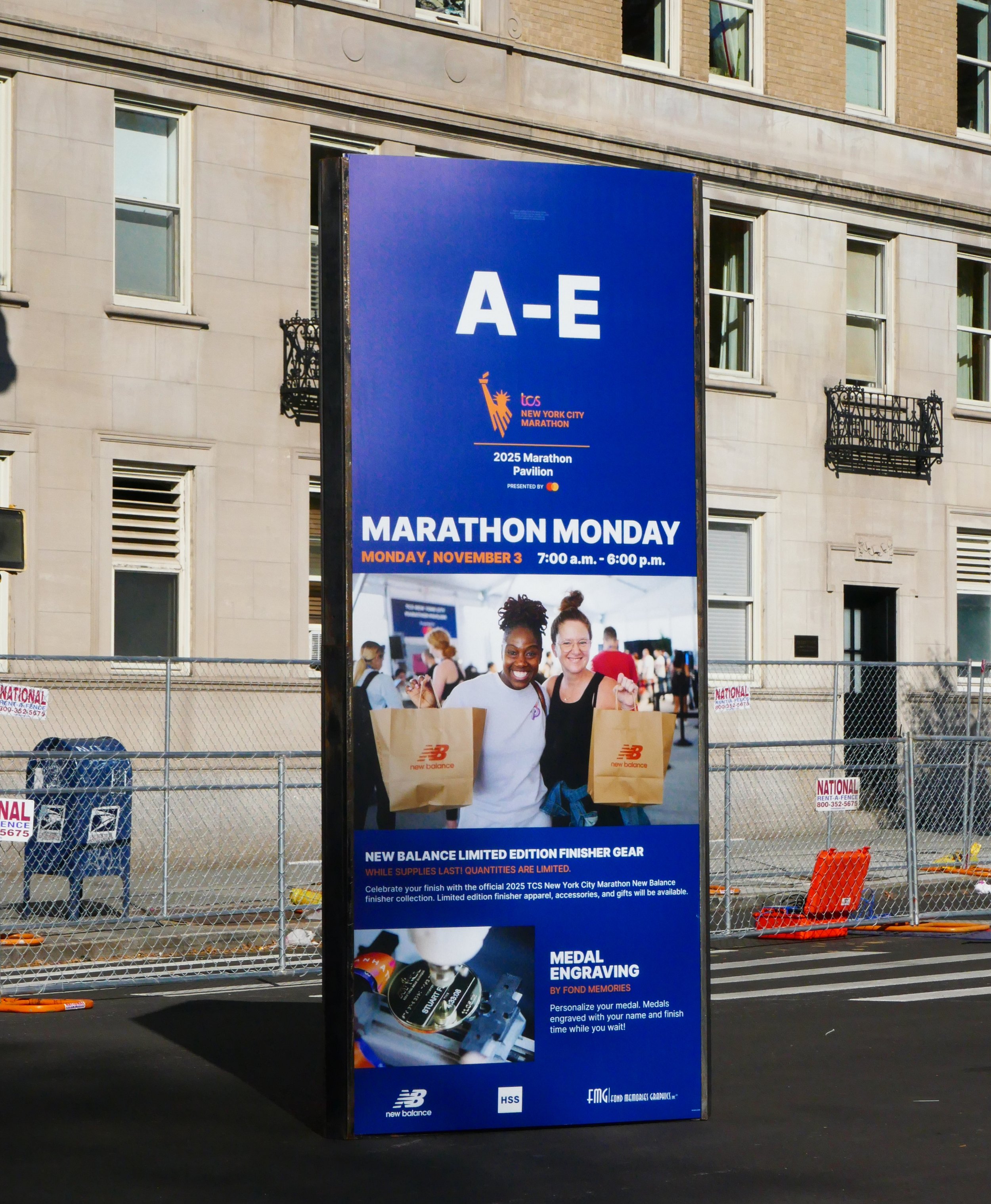 NYC Marathon Monday Tower Signage
