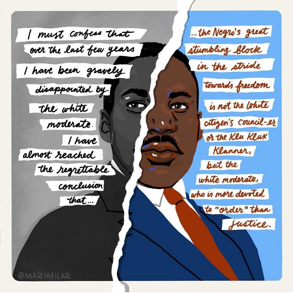 Honoring Dr. Martin Luther King, Jr. today &mdash; his life, his work, his purpose. If you haven&rsquo;t read some of his work like &ldquo;Letter from a Birmingham Jail&rdquo; take the time to familiarize yourself with his message. Thank you @mariafi