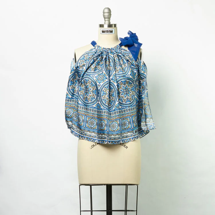 Blue Kaleidoscope Silk Blouse