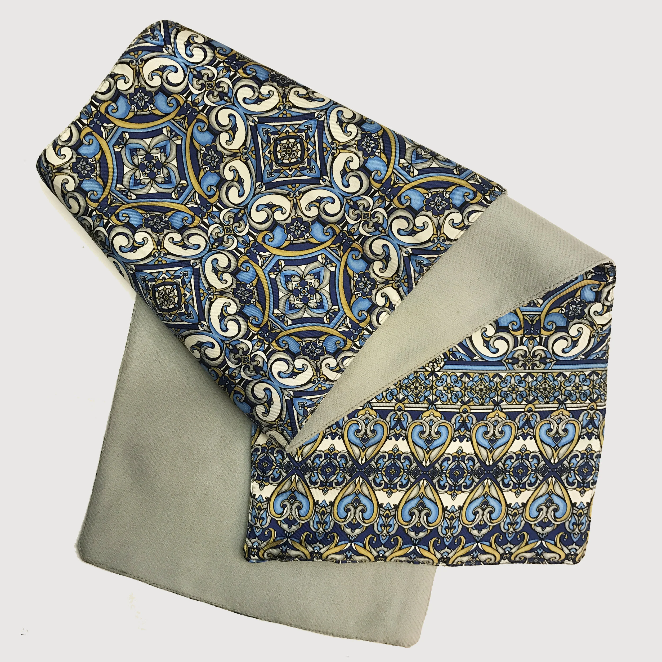 Azulejo Silk and Wool Scarf - Blue Grey