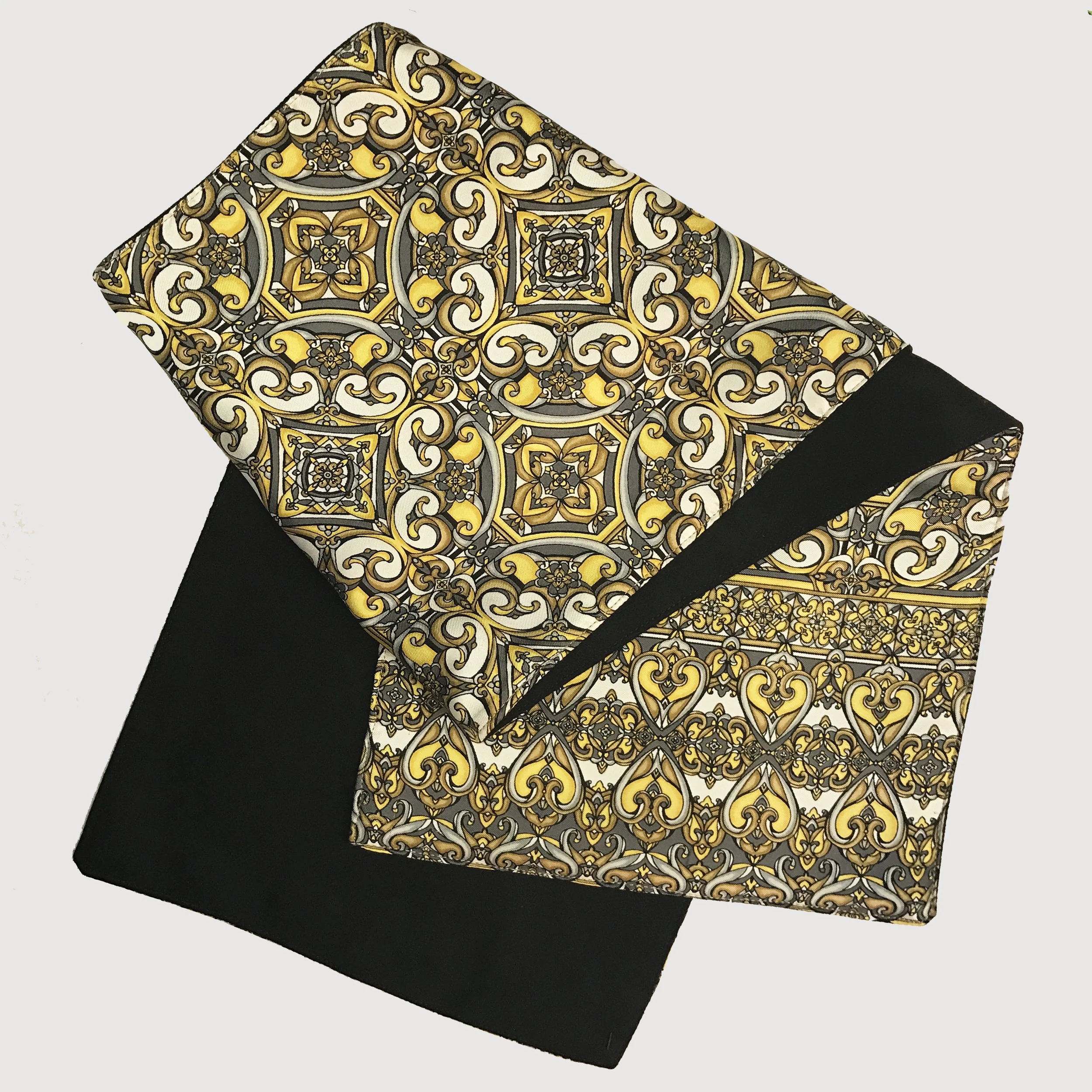 Azuelo Silk and Wool Scarf - Gold Black