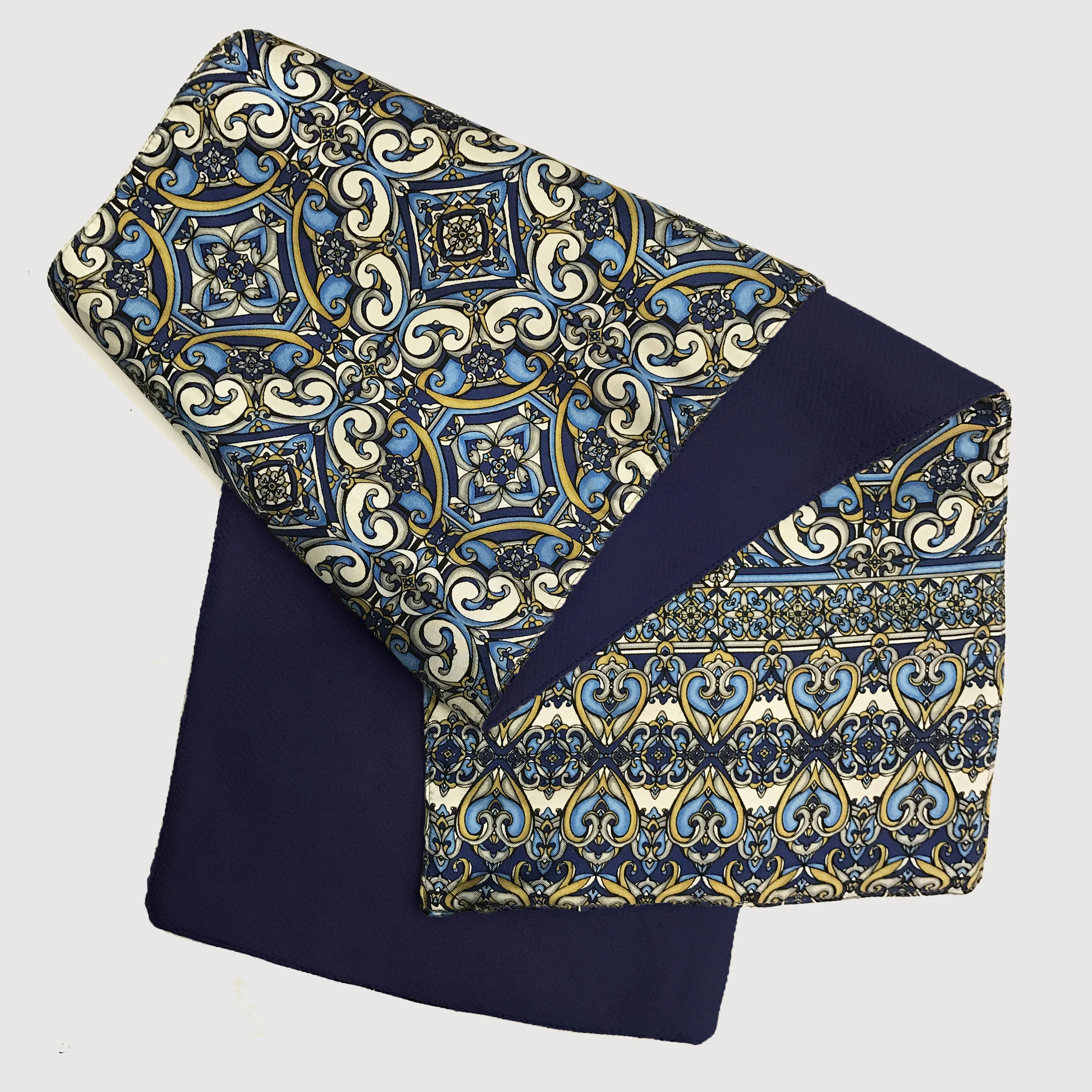 Azuelo Silk and Wool Scarf - Blue Black