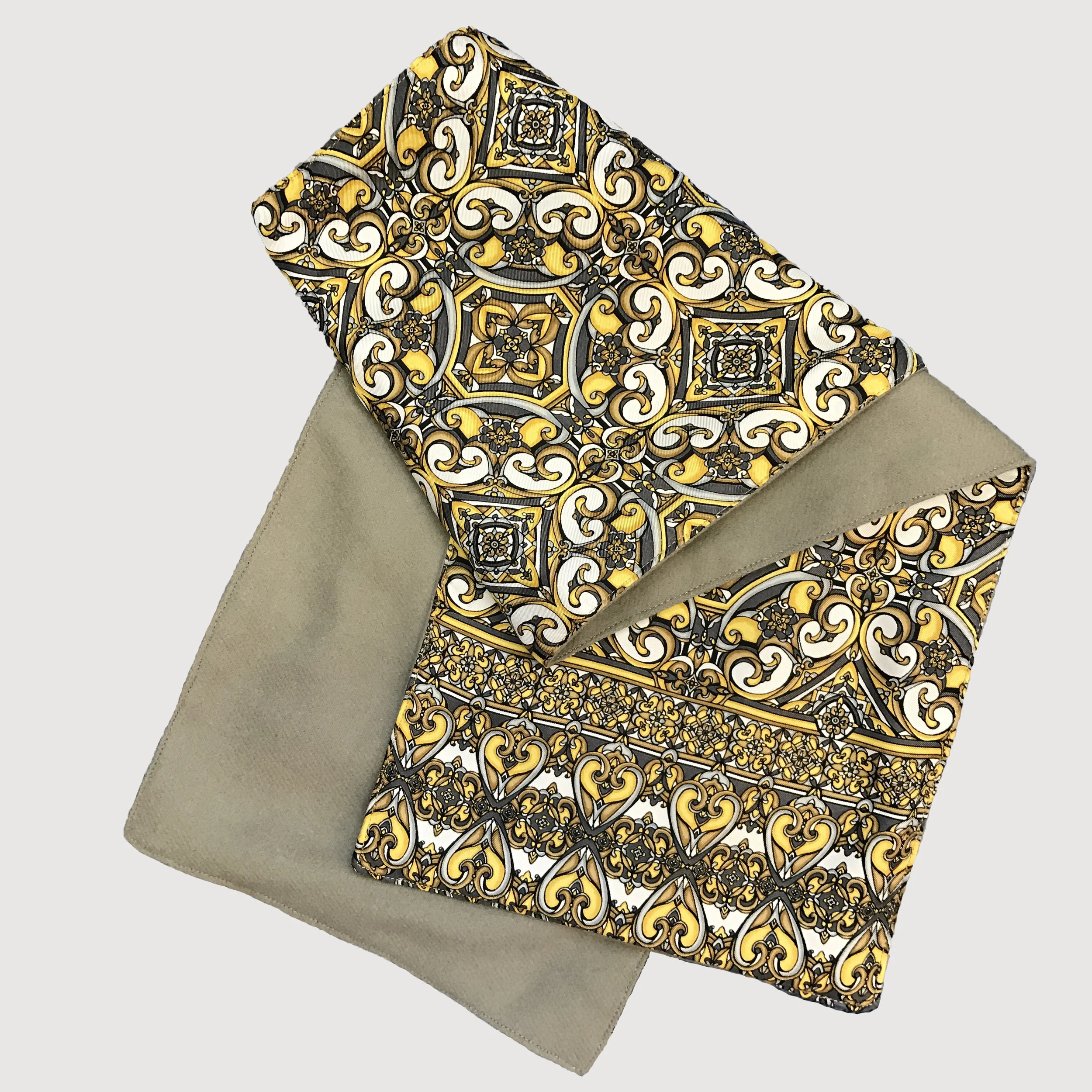Azuelo Silk and Wool Scarf - Gold Grey