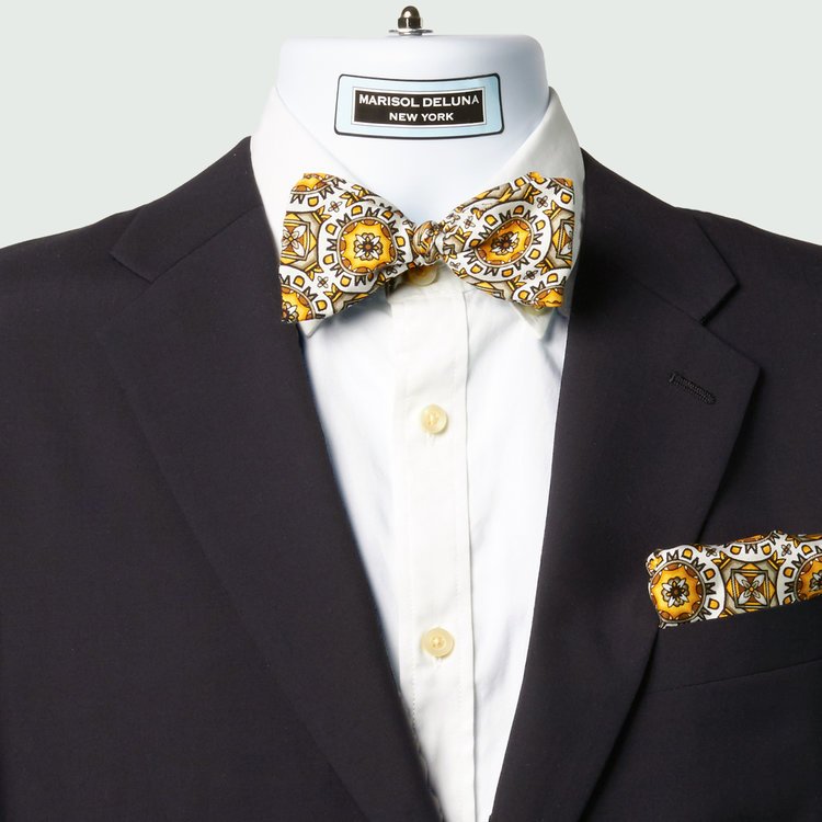 Gold MD Signature Silk or Cotton Twill Bow Tie