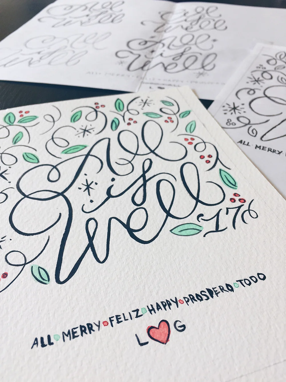 All Is Well—A Hand-lettered Holiday Greeting // Curiosities Allowed // Creative blog of Lizelly Meza