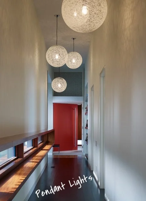 Light fixtures are probably my favorite part of design. They have an amazing ability to add finishing touches to any space and a long hallway is the perfect place to showcase lighting. Whatever your personal style is - funky, dramatic, glamorous, simple - a hallway will let your lighting shine to it's fullest.