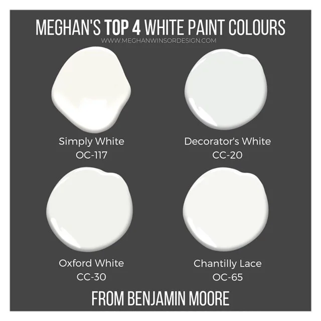 Having a hard time trying to find the perfect white paint for you project?? Here are my TOP 4 WHITES from Benjamin Moore! Hopefully you find this helpful! #white #paint #favorite | are there other colours you guys need paint suggestions for?? Let me 