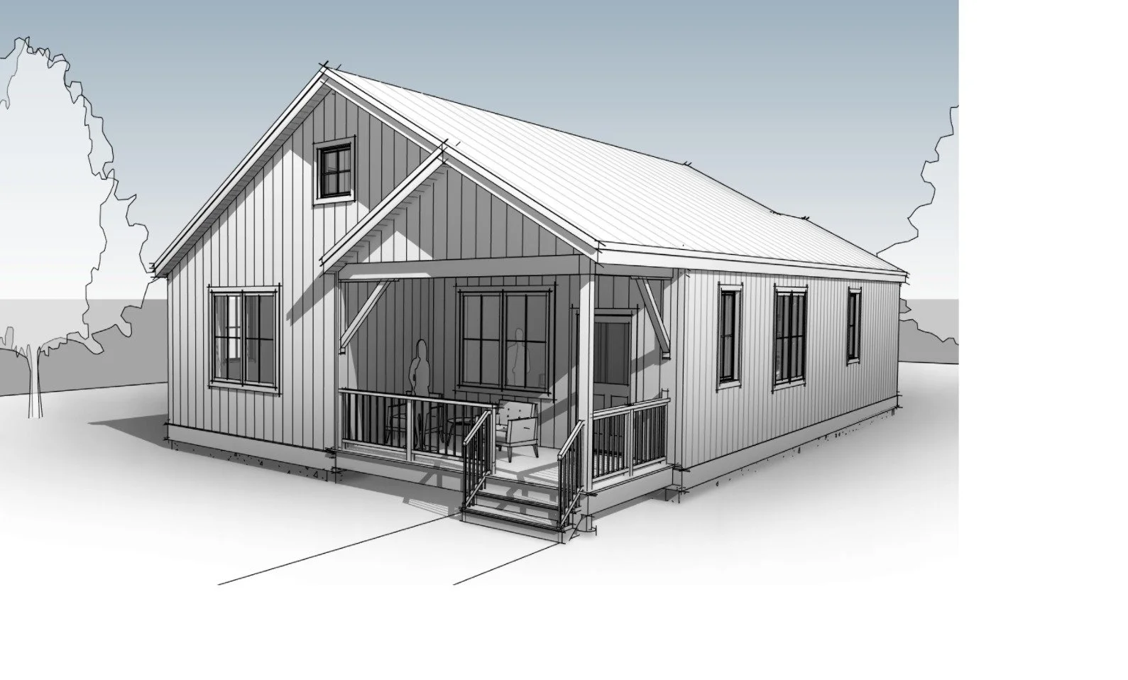 Cottage w/ Gabled Roofs - 2 Box Model