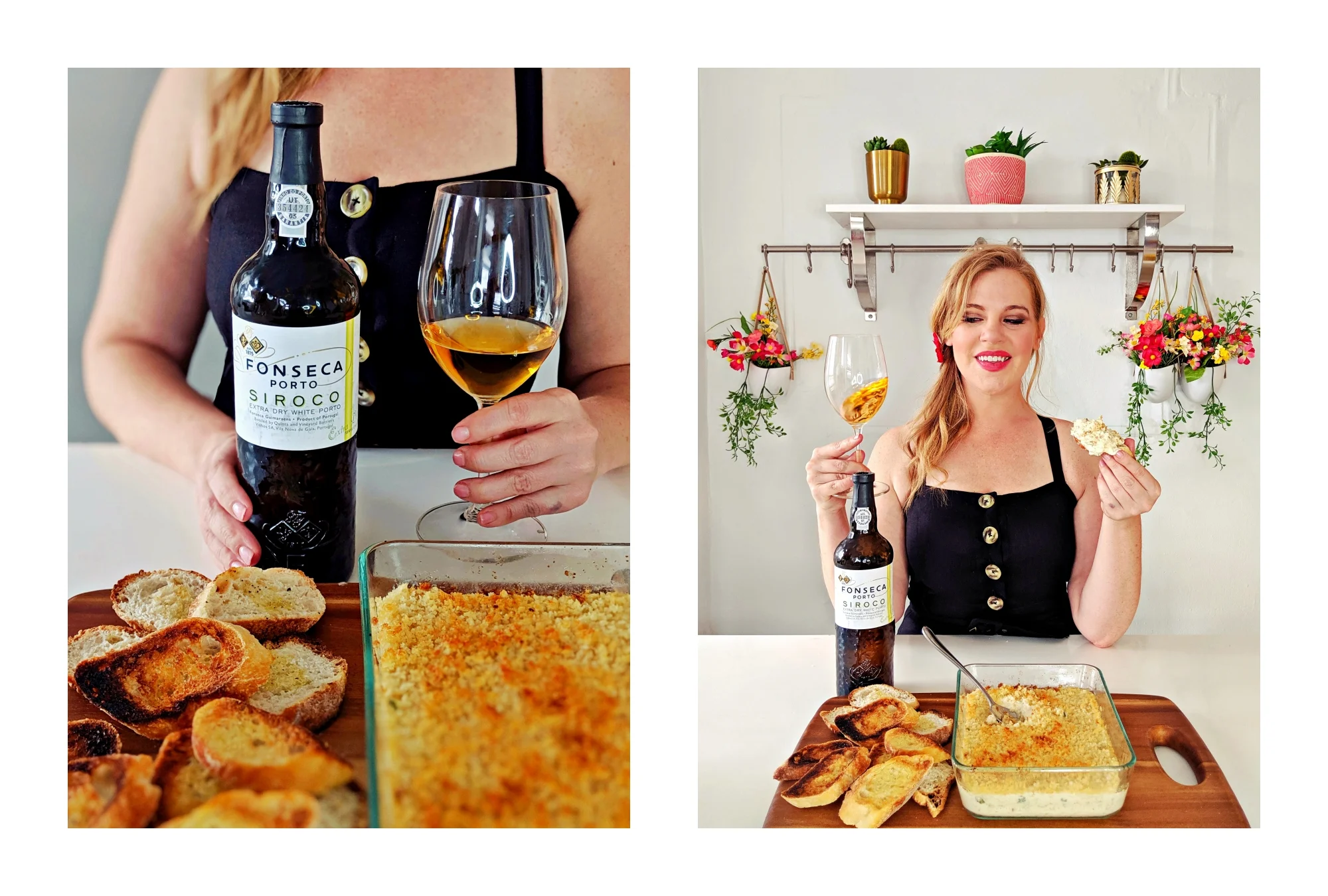 Warm crab dip is a delicious pairing with white port.