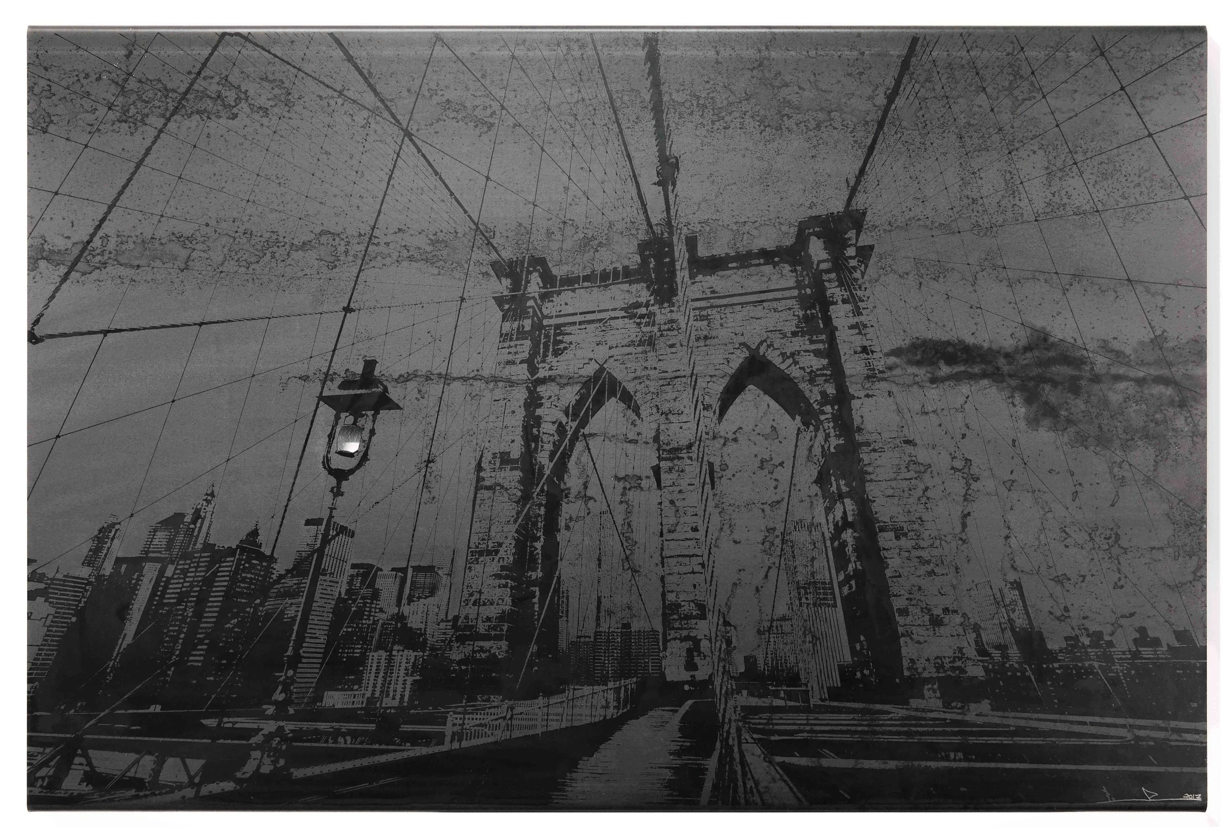 Brooklyn Bridge I Steel sculpture, Photography, Acid Etching, Laser Cutting #2, 2017, 24x36 in (61x91 cm)