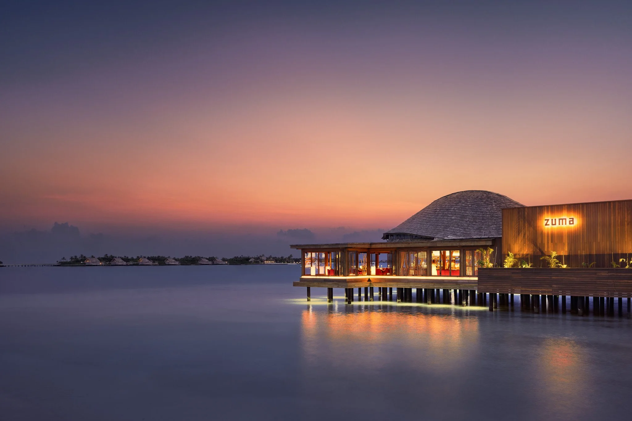 ZUMA JAPANESE OVER WATER RESTAURANT AT SUNSET