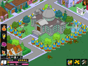 Mr Burns Mansion with a fence of comic book guys. 
