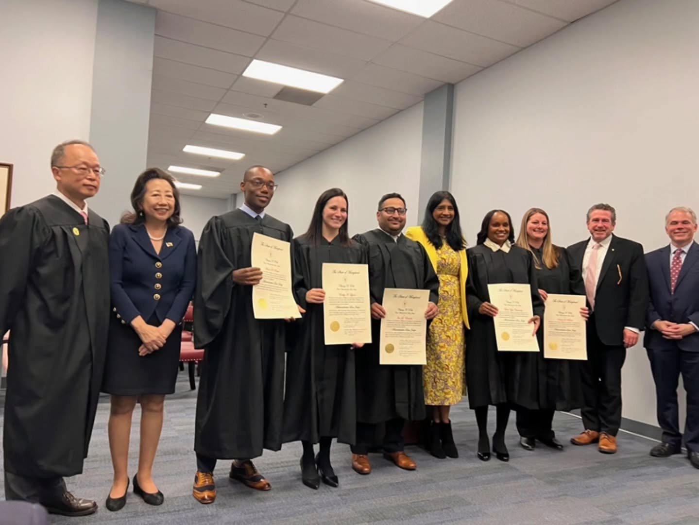 The Asian Pacific American Bar Association of Maryland (APABA-MD) congratulates the Office of Administrative Hearings on their 35th anniversary and the investiture of five new ALJ's, pictured above.

Also pictured are Chief Administrative Law Judge C