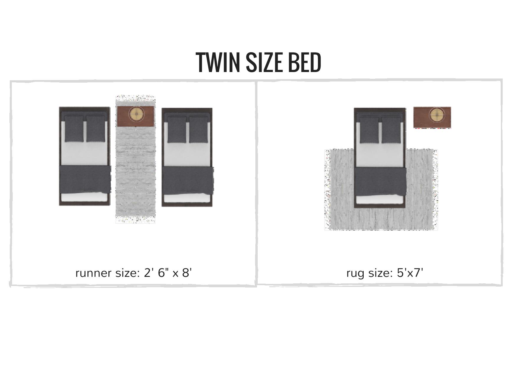 rug sizing and placement guide - what size rug do you need for your twin size bed / bedroom