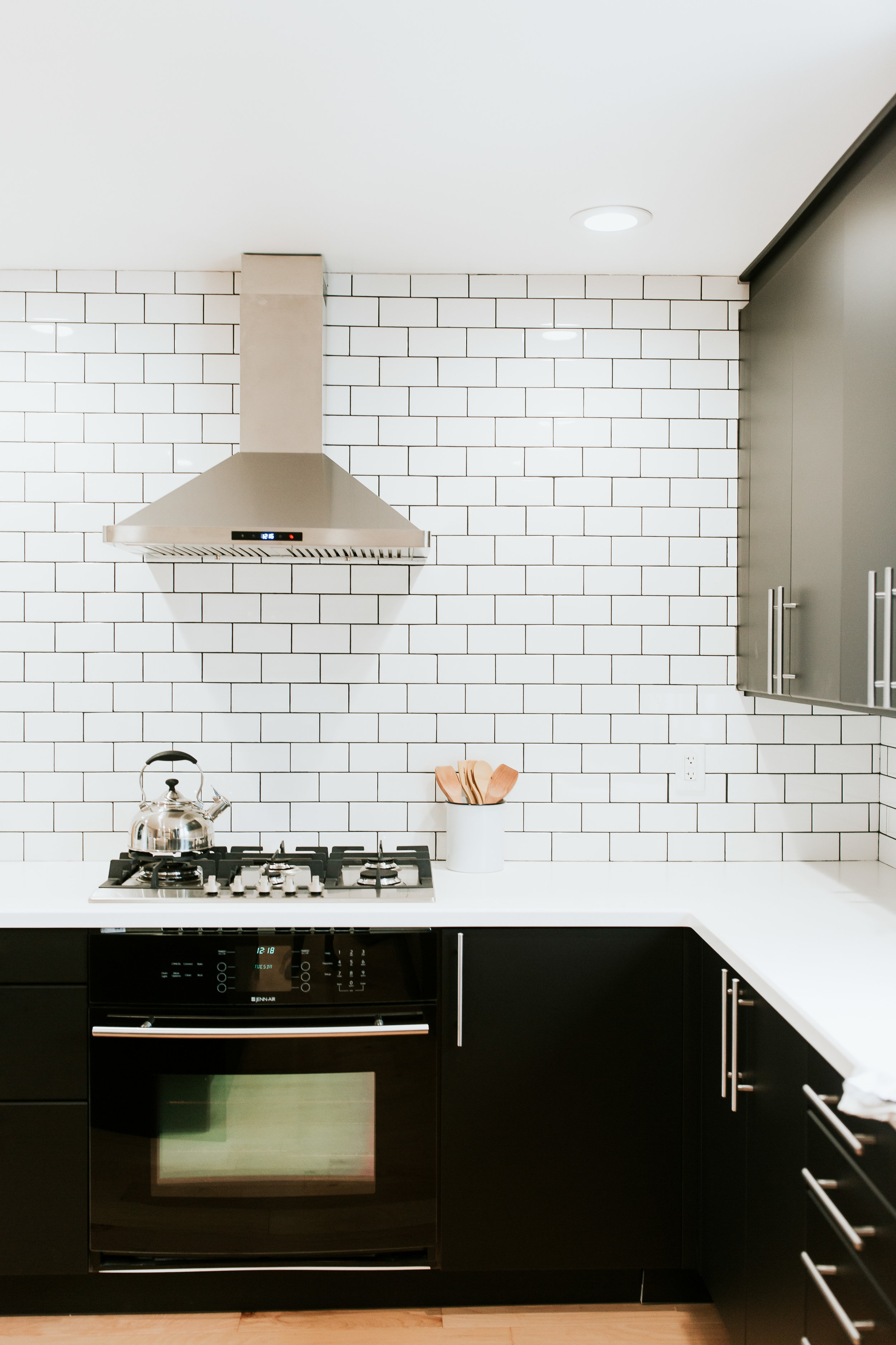 Full modern kitchen tour - Ikea Kungsbacka cabinets, subway tile, light wood floors, range hood