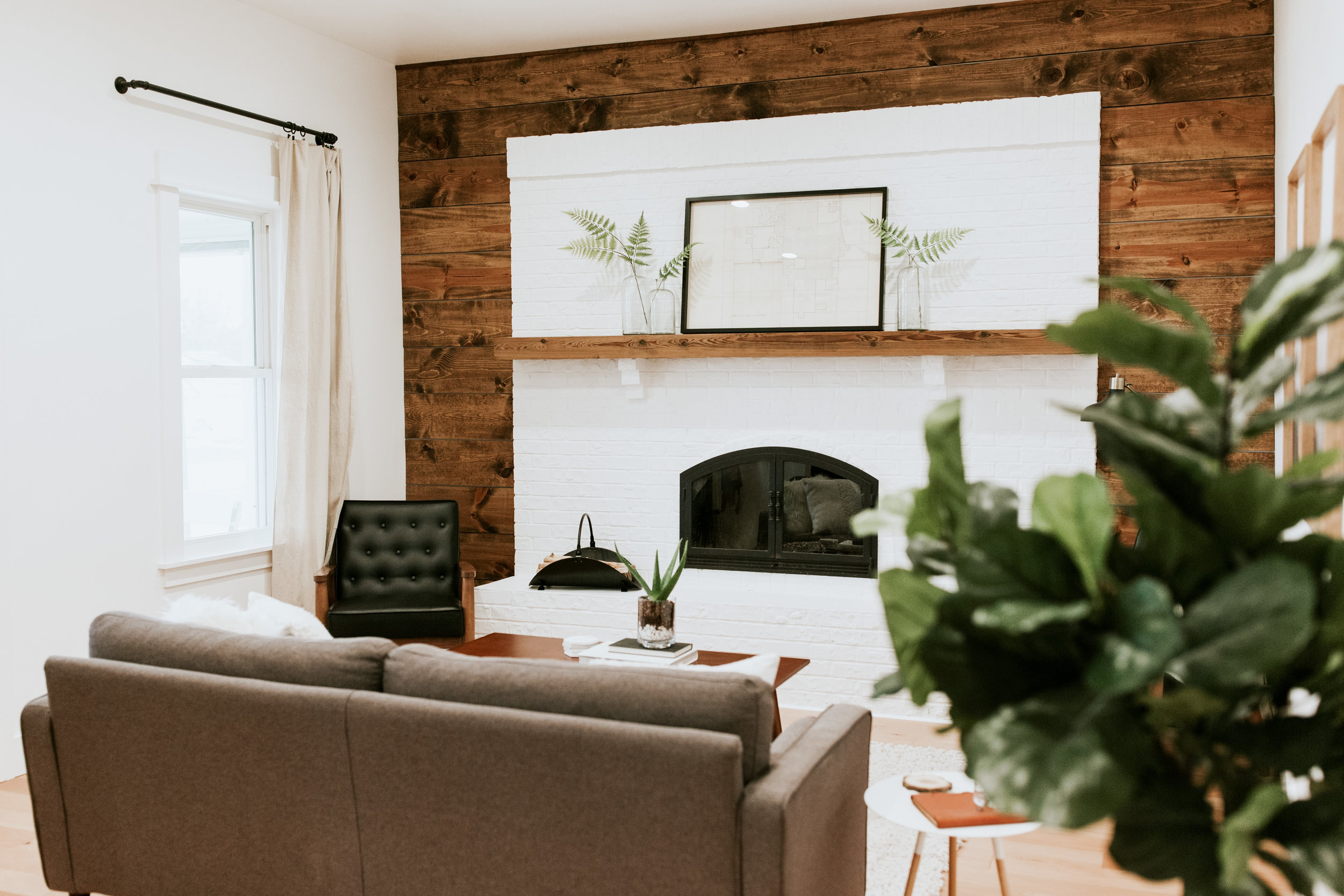 The full living room reveal - modern, mid century, outdoorsy, and minimal style home