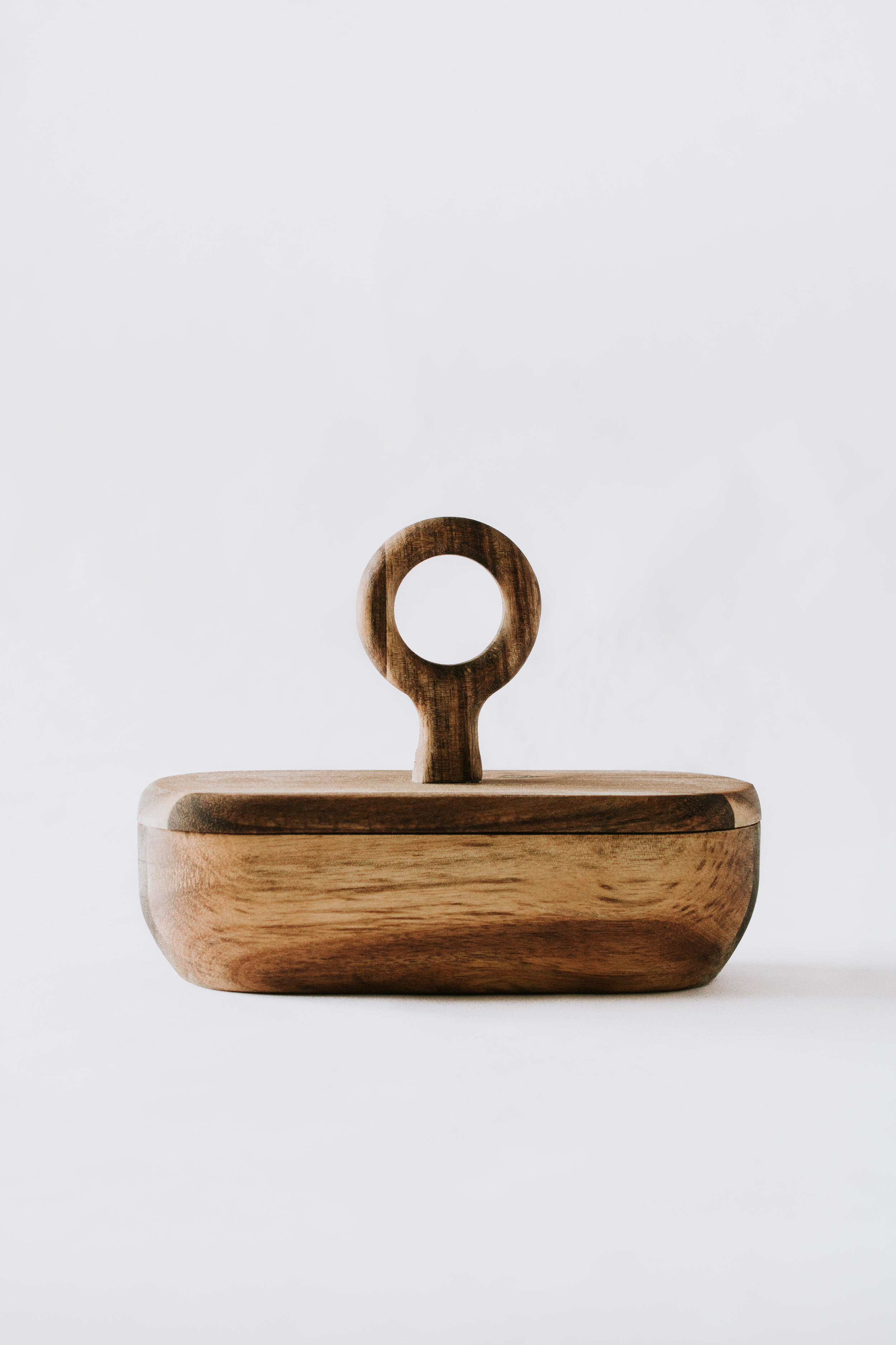 Bennet Wood Container by Nadine Stay - Acacia wood accent decor. Divided wood organizer with lid.