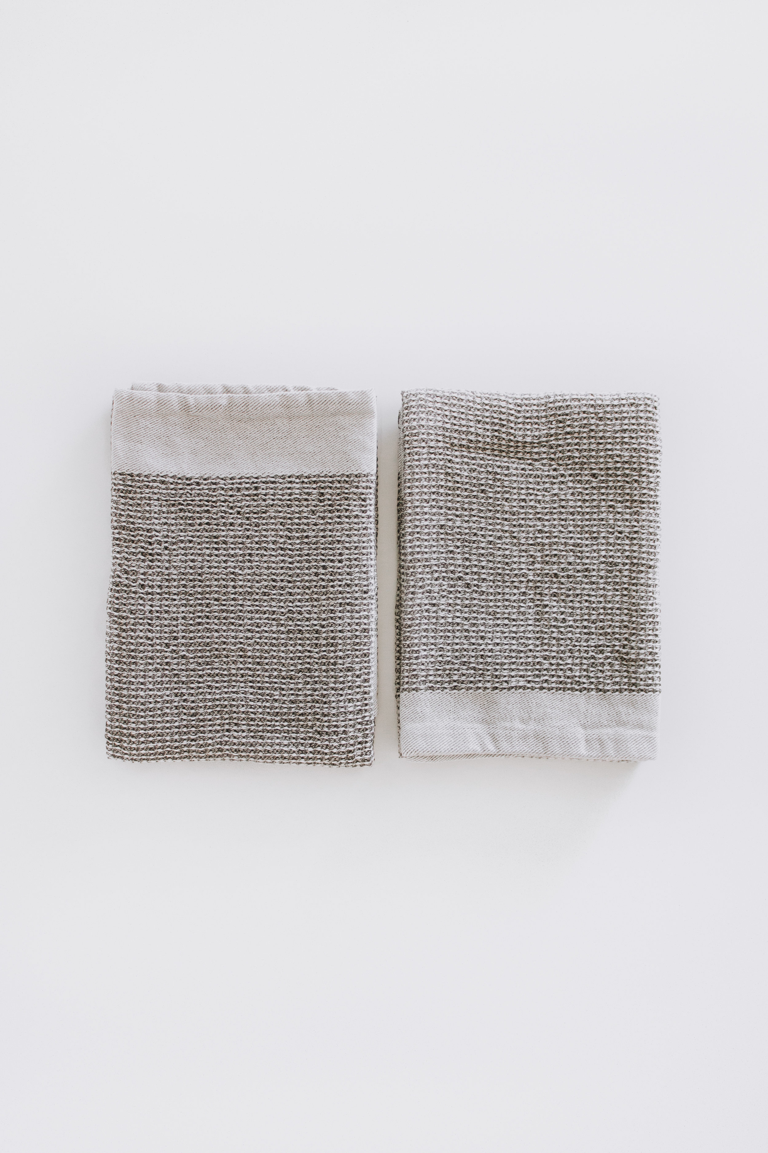 Lincoln Hand Towels by Nadine Stay - Set of 2 gray waffle weave kitchen towels.