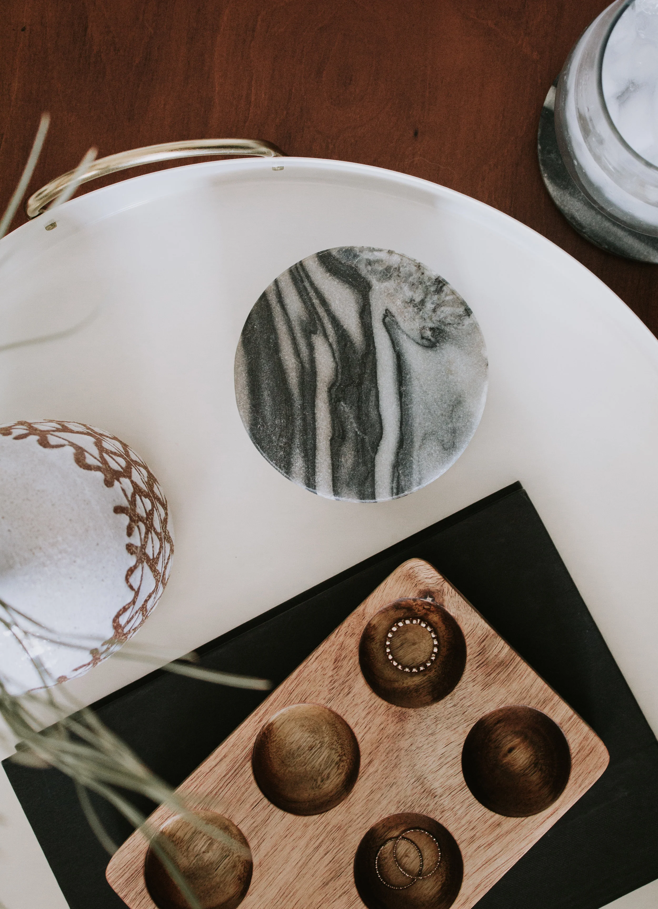 Black Marble Coasters by Nadine Stay - Set of 4 marble black and gray coasters.