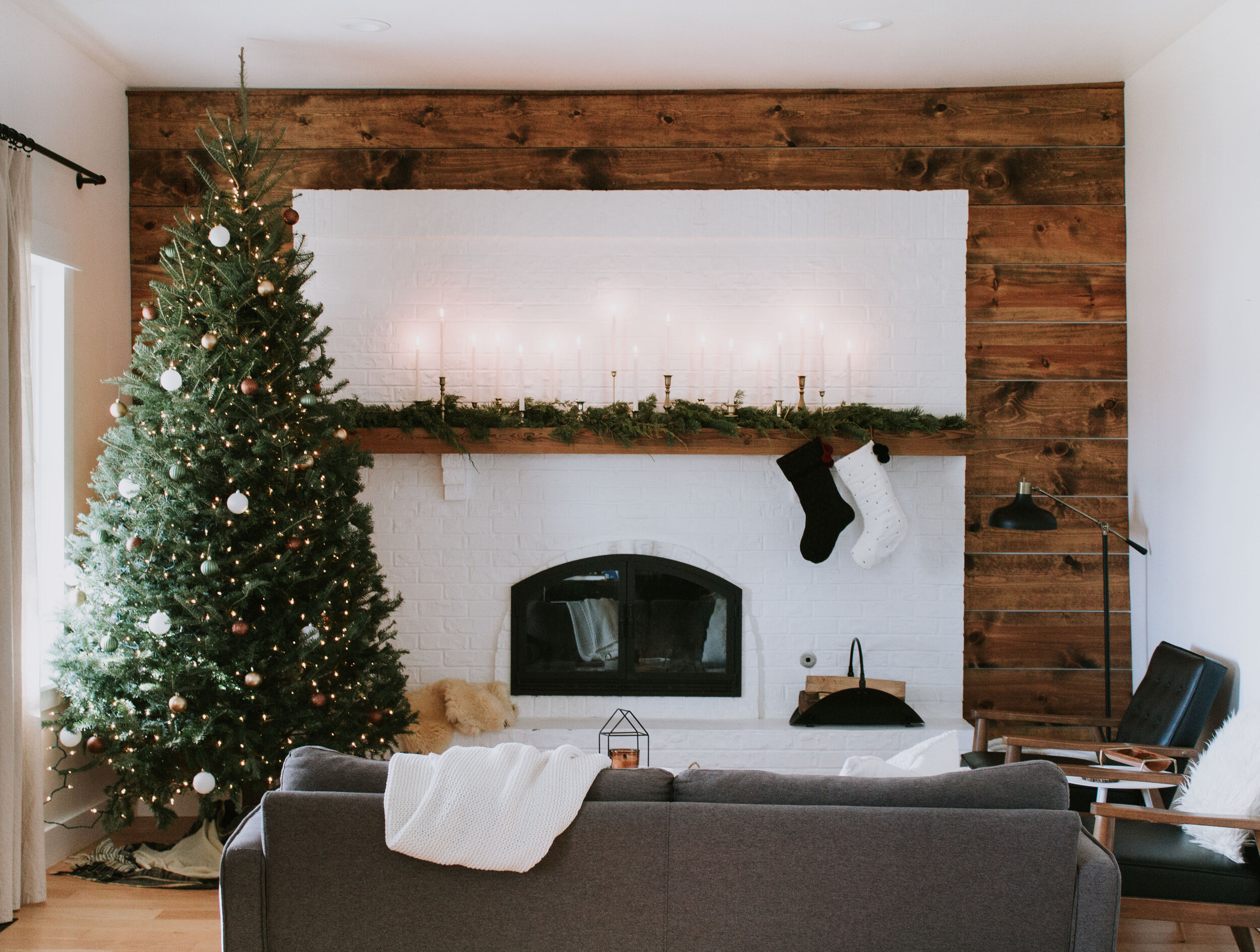 Our Thrifted Christmas Home Tour | Nadine Stay - Thrifted holiday decor inspiration. Modern holiday living room and kitchen makeover